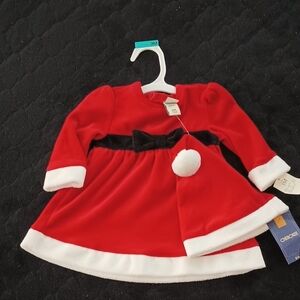 NWT Cherokee Baby Velvet Christmas Dress With Hat. Size: 3Months